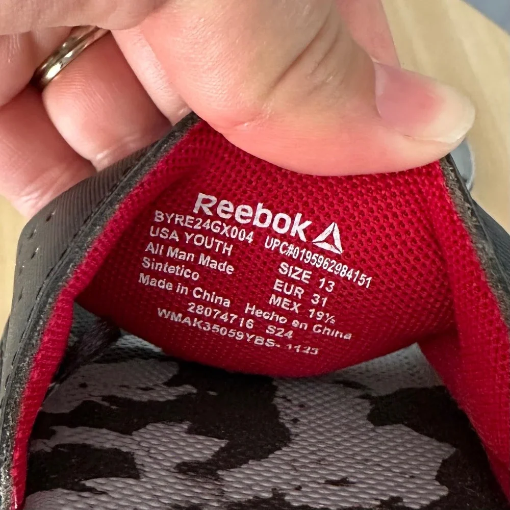Reebok Slip On Kids Slides | Black +‎ Grey + Red
